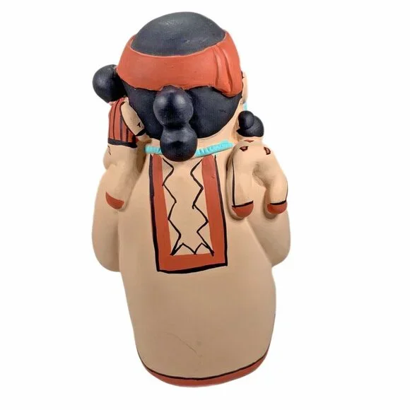 Signed Teissedre Navajo Pottery Storyteller Figurine 1986 6" Father 8 Kids VTG - Picture 8 of 11